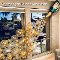 PS113 - Champagne Bottle Wine Glass Aluminum Film Balloon Set
